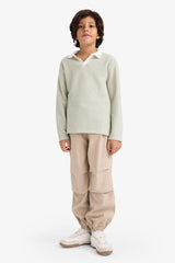 Boys Polo Collar Long-Sleeve T-Shirt