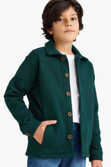 Boys Shirt Collar Buttoned Cardigan