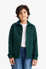 Boys Shirt Collar Buttoned Cardigan