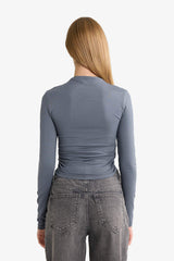 Fitted Half Turtleneck Long Sleeve Blouse