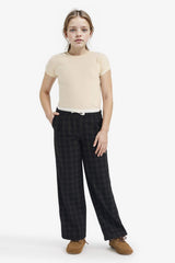 Girls Wide Leg Short-Leg Poplin Pants