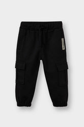 Baby Boy Sweatpants with Woven Label and Elastic Waistband