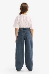 Girls Baggy Fit Wide Leg Rhinestone Jeans