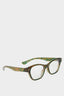 Women Blue Lens Green Leopard Frame Sunglasses