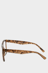 Womens Blue Lens Brown Leopard Frame Glasses