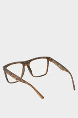 Womens Blue Lens Brown Leopard Frame Glasses