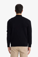 Standard Fit Zip-Up High Neck Knit Sweater
