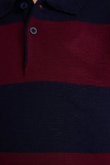 Boys Polo Collar Color Block Knit Sweater