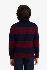 Boys Polo Collar Color Block Knit Sweater