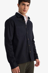 Regular Fit Polo Collar Gabardine Long-Sleeve Shirt