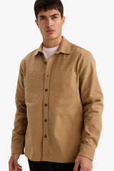 Regular Fit Polo Collar Gabardine Long-Sleeve Shirt