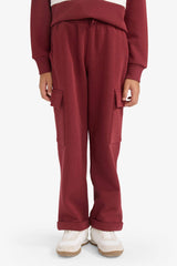 Boys Loose Fit Cargo Pocket Sweatpants with Elastic Waistband