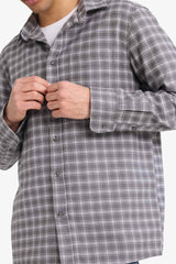 Regular Fit Polo Collar Flannel Long-Sleeve Shirt