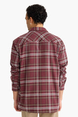 Regular Fit Polo Collar Flannel Long-Sleeve Shirt