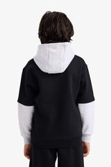 Boys Hooded Printed Sweatshirt with Soft Fleece Lining