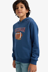 Boys Hooded Printed Sweatshirt with Soft Fleece Lining