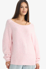 Regular Fit Boat Neck Knitted Sweater