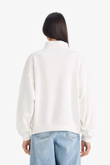 Oversize Loose Fit Half-Zip Printed Thick Sweatshirt