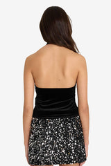 Fitted Halter Neck Velvet Blouse