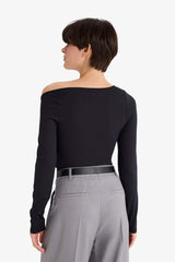 Slim Fit Narrow Cut One Shoulder Long Sleeve Bodysuit