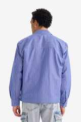 Boxy Fit Striped Long-Sleeve Shirt