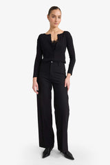 Slim Fit Narrow Cut Crew Neck Ribbed Long Sleeve T-Shirt