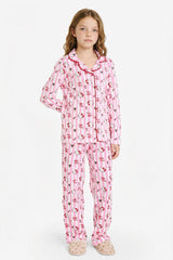 Girls Hello Kitty Christmas Themed Pajama Set - Long-sleeved top and long bottoms