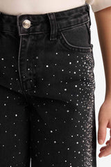 Girls Christmas-themed Straight Leg Rhinestone Jeans