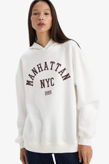 Relax Fit Hooded Printed Sweatshirt