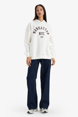 Relax Fit Hooded Printed Sweatshirt