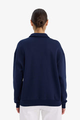 Relax Fit Polo Collar Printed Thick Sweatshirt