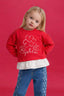 Oversize Loose Fit Crew Neck Floral Sweatshirt For Baby Girls