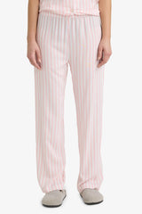 Pajama Set Regular Fit Striped Short-Sleeved Top and Long Bottoms