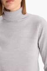 Regular Fit Soft Textured Turtleneck Basic Plain Knitwear Sweater