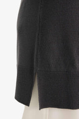 Regular Fit Crew Neck Slit Basic Plain Knitwear Sweater Tunic