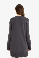 Regular Fit Crew Neck Slit Basic Plain Knitwear Sweater Tunic