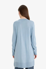 Regular Fit Crew Neck Slit Basic Plain Knitwear Sweater Tunic