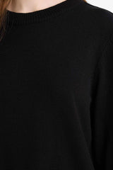 Regular Fit Crew Neck Slit Basic Plain Knitwear Sweater Tunic