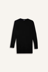 Regular Fit Crew Neck Slit Basic Plain Knitwear Sweater Tunic