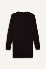 Regular Fit Crew Neck Slit Basic Plain Knitwear Sweater Tunic