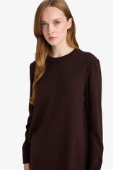 Regular Fit Crew Neck Slit Basic Plain Knitwear Sweater Tunic