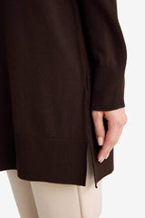 Regular Fit Crew Neck Slit Basic Plain Knitwear Sweater Tunic