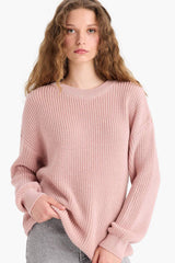 Regular Fit Crew Neck Selanik Fabric Basic Plain Knitwear Sweater