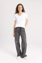 Slim Fit Fit Fit Fit Fit V Neck Basic Plain Rebound Short Sleeve T-shirt