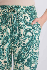 Harem Patterned Viscose Fabric Pants Pocketed Esnel Certain High Waist
