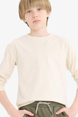 Boys Crew Neck Basic Plain Long Sleeve T-Shirt