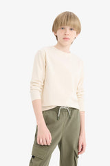 Boys Crew Neck Basic Plain Long Sleeve T-Shirt