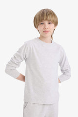 Boys Crew Neck Basic Plain Long Sleeve T-Shirt