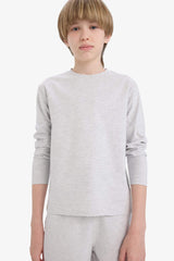 Boys Crew Neck Basic Plain Long Sleeve T-Shirt
