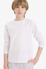 Boys Crew Neck Basic Plain Long Sleeve T-Shirt